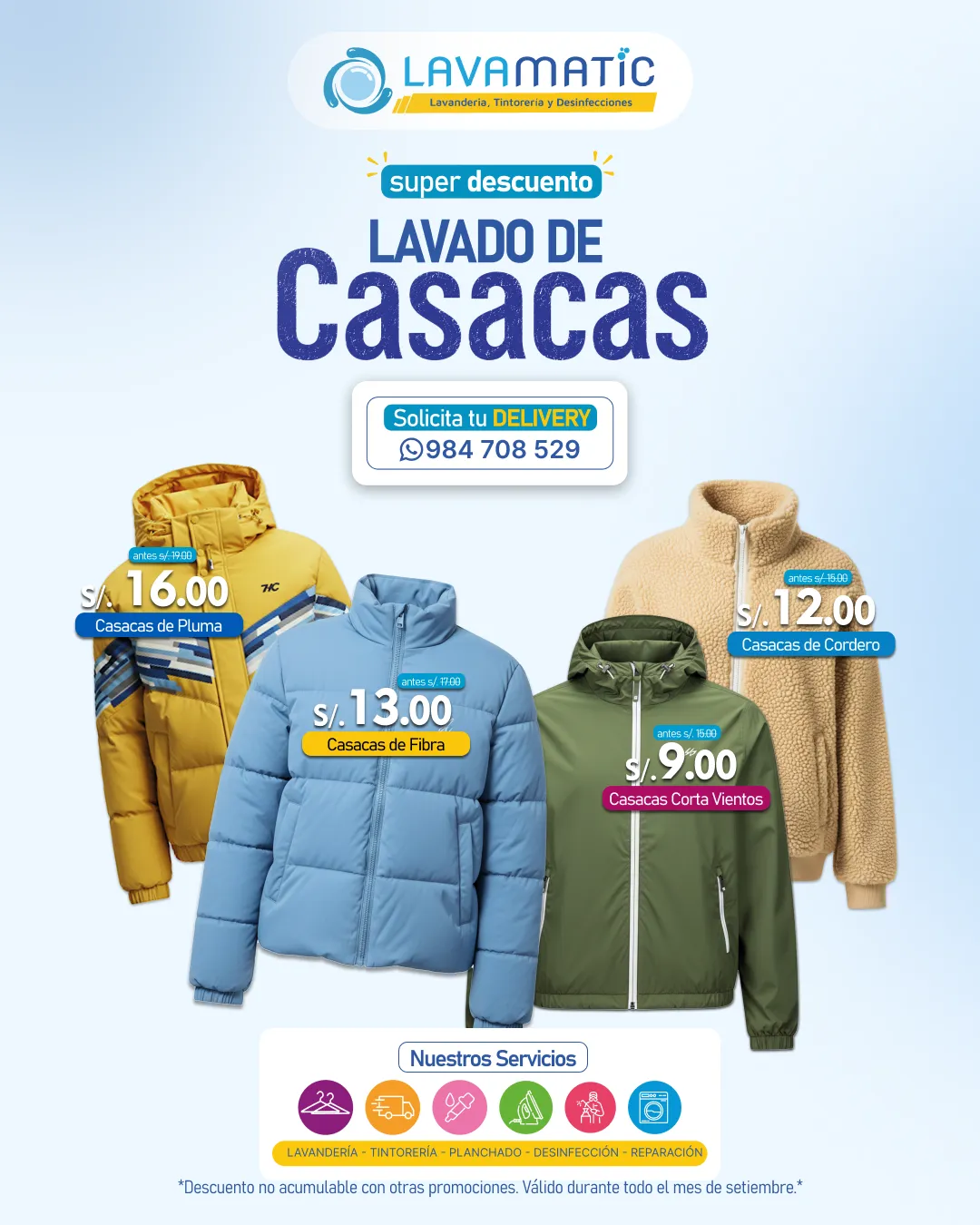 Promoción lavado de casacas en cusco